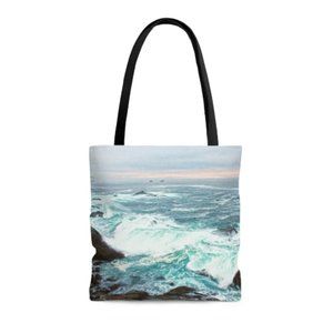 Large Tote Bag Coastal  Design of Big Sur California